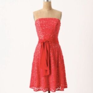 Anthropologie LORNA Strapless Crotchet Overlay Dress from Burlapp Size 4